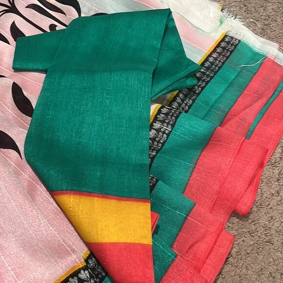 Bhagalpuri  Festival Designer Half N Half printed silk Saree - Picture 7 of 16